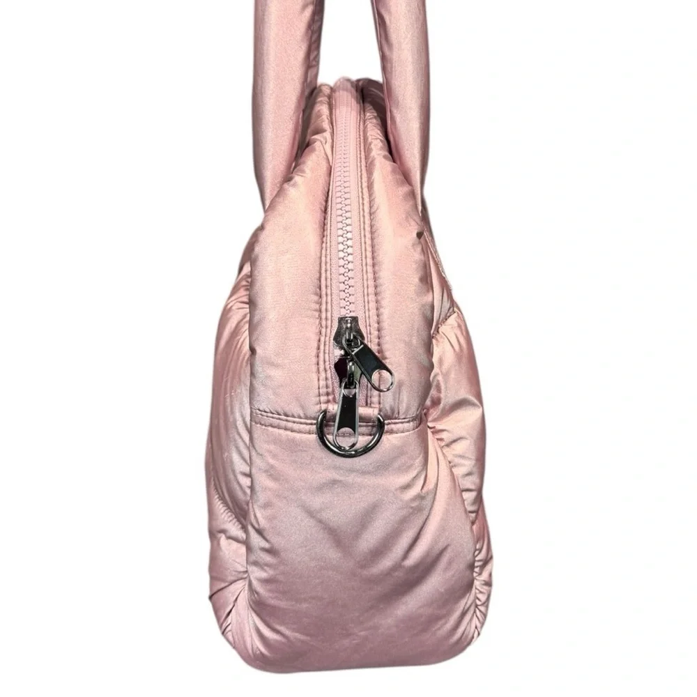 ZUDA Metallic Blush Pink Quilted Nylon Puffer Tote Bag
